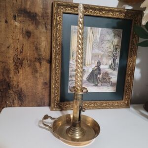 Vintage Brass Candle Chamberstick Adjustable Holder